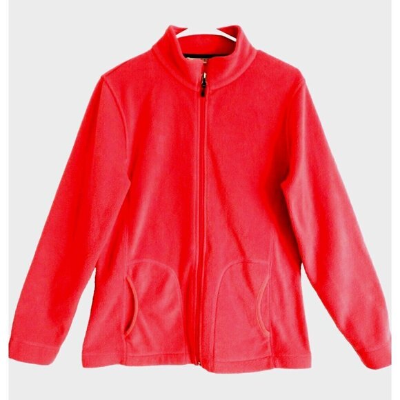 Woolrich Womens Full Zip Long Sleeve Orange Fleece Jacket Pockets - Medium - Picture 1 of 8